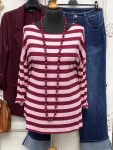 Olasz, burgundi/rózsaszín csíkos felső:))