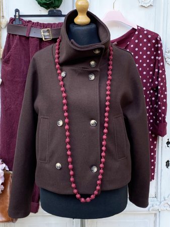 Olasz, dupla soros gombolású szövet barna, különleges nyakú kabát:)) Olasz, dupla soros gombolású szövet barna, különleges nyakú kabát:))